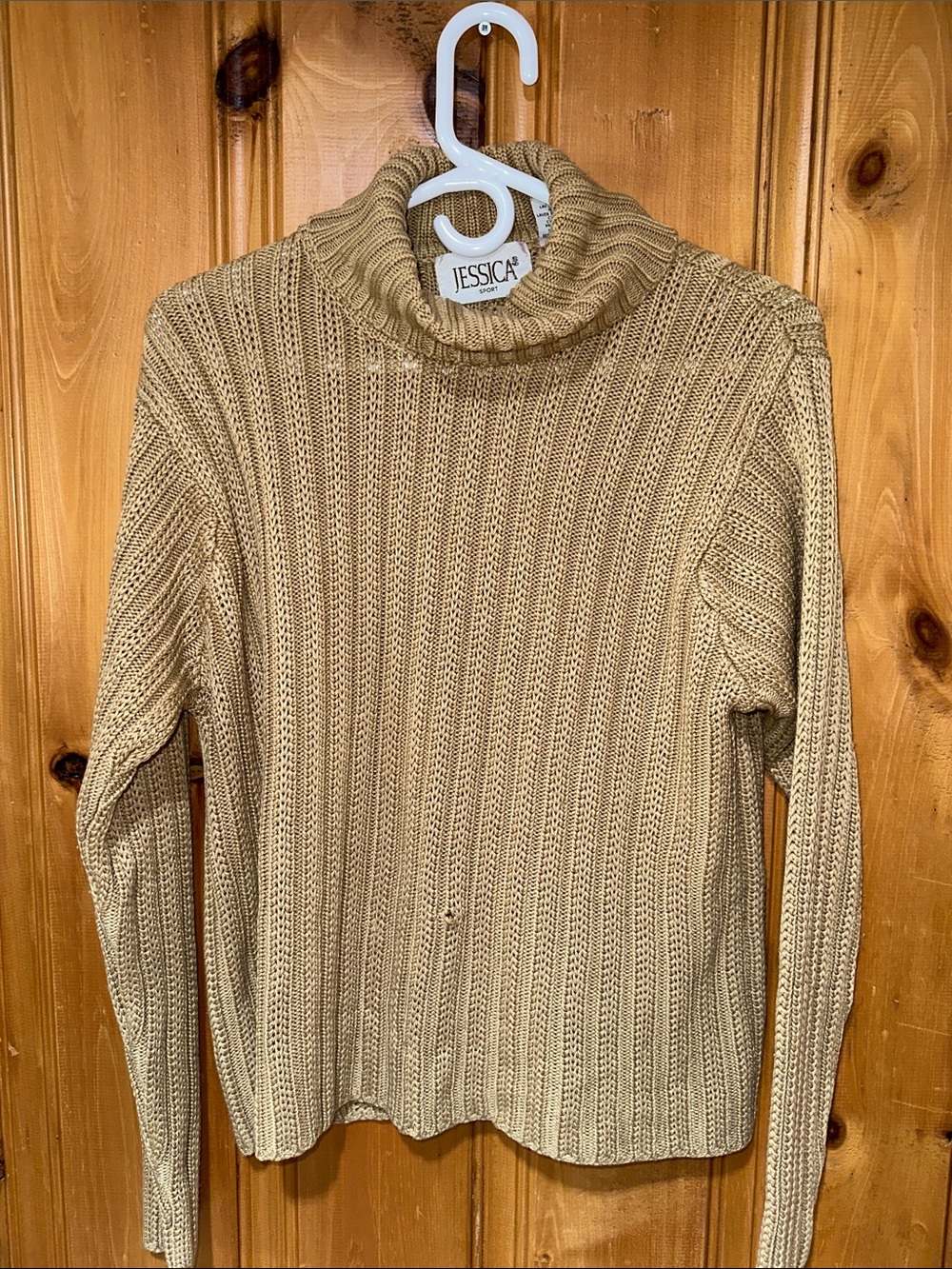 Jessica Beige Ribbed Cowl Neck Sweater
